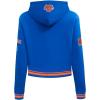 Pro Standard Womens NBA Retro Classics Brushed Back French Terry Cropped Pullover Hoodie(Royal/Orange/Royal)