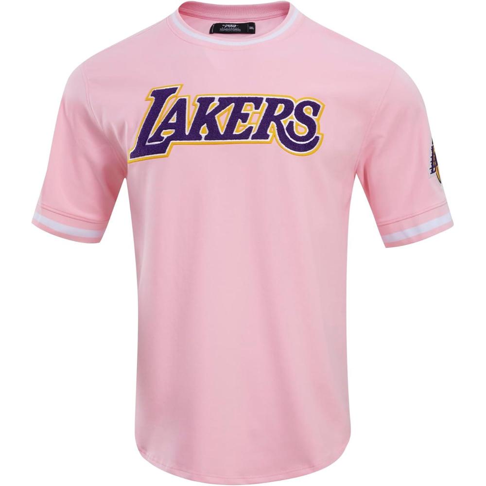 image:imagePro Standard Mens NBA Los Angeles Lakers Classic Chenille Short Sleeve Tee Pink XL