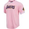 Pro Standard Mens NBA Los Angeles Lakers Classic Chenille Short Sleeve Tee Pink XL