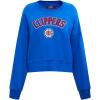 Pro Standard NBA womens Womens Nba Classic Chenille Brushed Back French Terry Crewneck Sweatshirt(Royal Blue)
