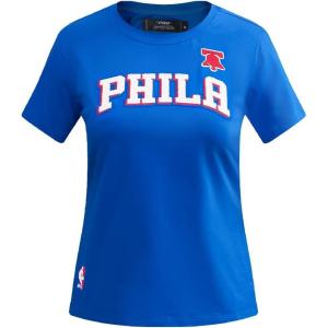 Pro Standard NBA Womens Womens NBA Classic Chenille Cotton Single Jersey Short Sleeve Slim Tee(Royal Blue)
