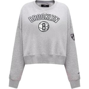 Pro Standard NBA womens Womens Nba Classic Chenille Brushed Back French Terry Crewneck Sweatshirt(Heather Grey)