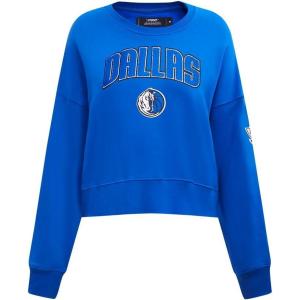 Pro Standard NBA womens Womens Nba Classic Chenille Brushed Back French Terry Crewneck Sweatshirt(Royal Blue)