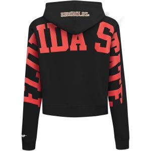 Womens College Wingspan Brushed Back French Terry Cropped Pullover Hoodie(Black)