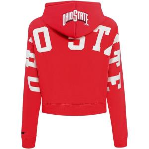 Womens College Wingspan Brushed Back French Terry Cropped Pullover Hoodie(Red)