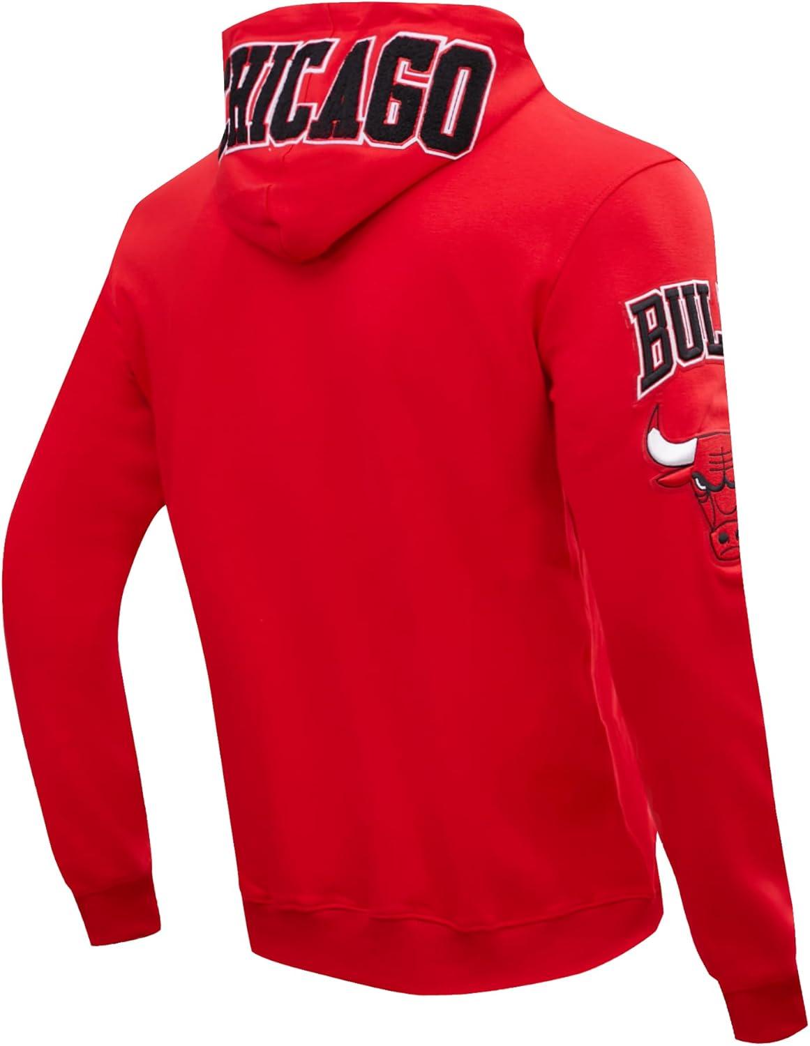 image:imagePro Standard Mens NBA Chicago Bulls Classic Chenille Full Zip Hoodie Red 3Xl