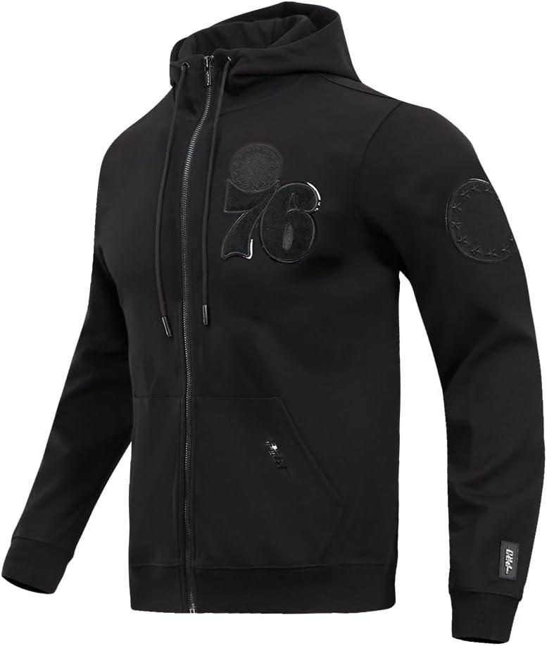 image:imagePro Standard Mens NBA Philadelphia 76Ers Classic Triple Black Full Zip Hoodie Triple Black Xl