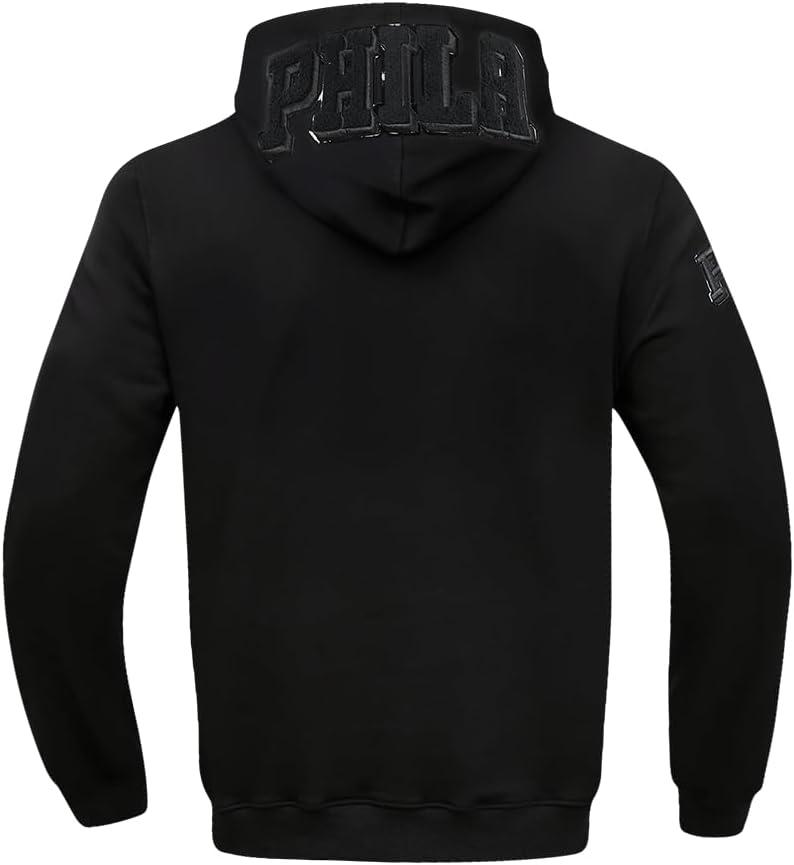 image:imagePro Standard Mens NBA Philadelphia 76Ers Classic Triple Black Full Zip Hoodie Triple Black Xl