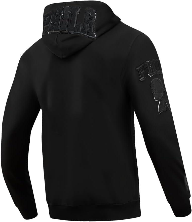 image:imagePro Standard Mens NBA Philadelphia 76Ers Classic Triple Black Full Zip Hoodie Triple Black Xl