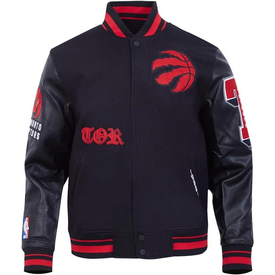 image:imagePro Standard NBA mens Mens Nba Old English Wool Varsity JacketBlackRedBlack