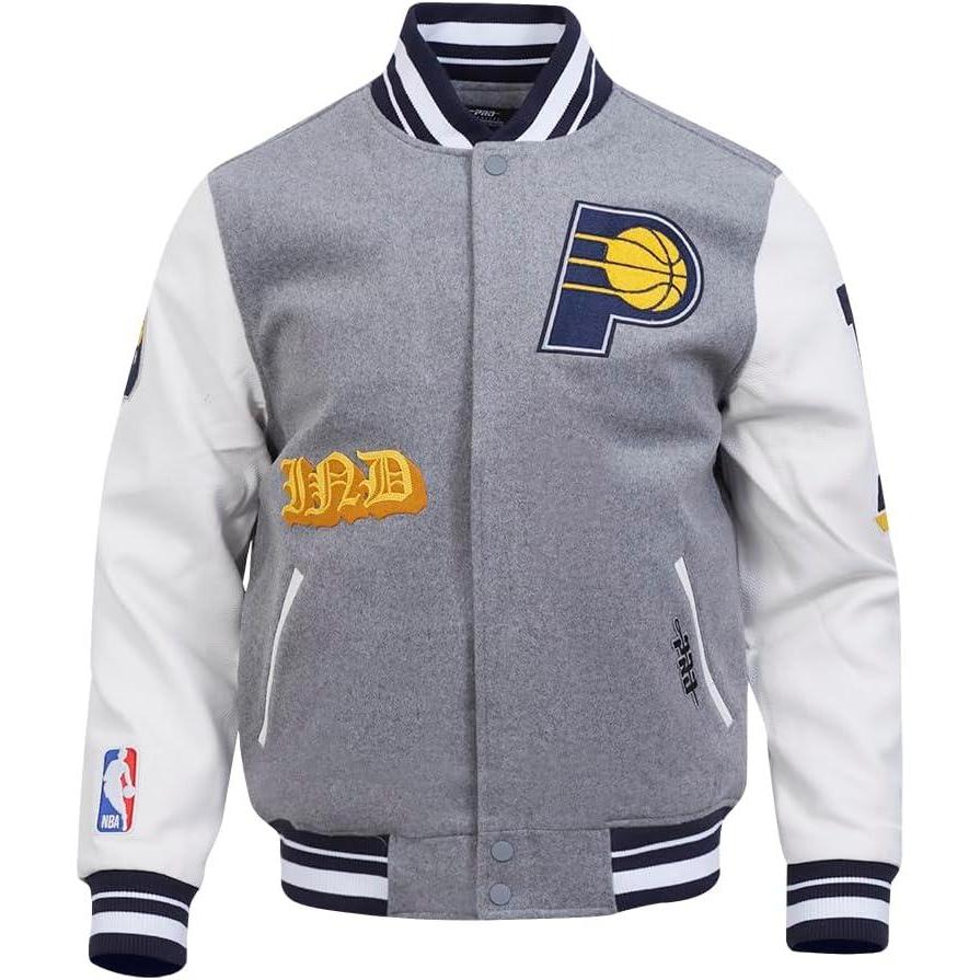 image:imagePro Standard NBA mens Mens Nba Old English Wool Varsity JacketHeather GreyWhiteMidnight Navy