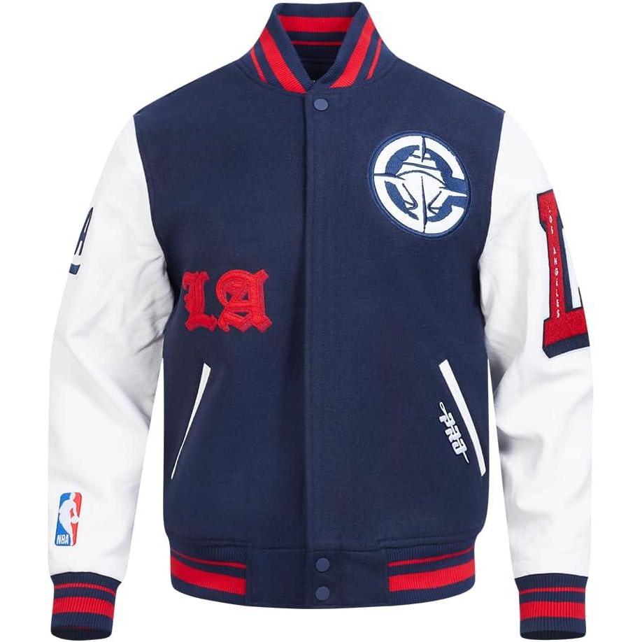 image:imagePro Standard NBA mens Mens Nba Old English Wool Varsity JacketMidnight NavyRedMidnight Navy