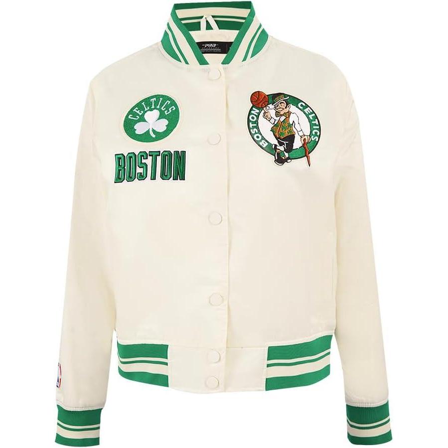 image:imagePro Standard NBA womens Womens Nba Retro Classics Satin JacketEggshell Kelly Green