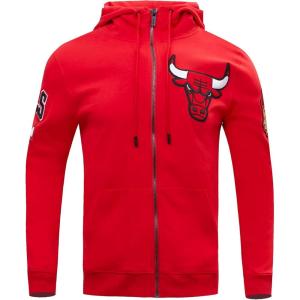 Pro Standard Mens NBA Chicago Bulls Classic Chenille Full Zip Hoodie Red L