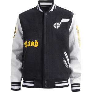 Pro Standard NBA mens Mens Nba Old English Wool Varsity Jacket(Black/White)