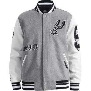 Pro Standard NBA mens Mens Nba Old English Wool Varsity Jacket(Heather Grey/White/Black)