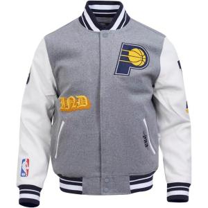 Pro Standard NBA mens Mens Nba Old English Wool Varsity Jacket(Heather Grey/White/Midnight Navy)