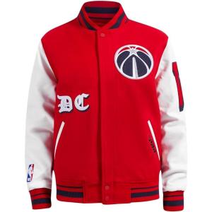 Pro Standard NBA mens Mens Nba Old English Wool Varsity Jacket(Red/White/Midnight Navy)