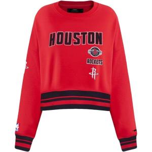 Pro Standard Womens NBA Retro Classics Brushed Back French Terry Crewneck Sweatshirt(Red/Black)