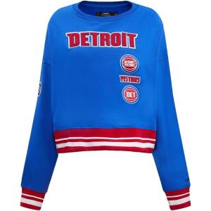 Pro Standard Womens NBA Retro Classics Brushed Back French Terry Crewneck Sweatshirt(Royal Blue/Red)