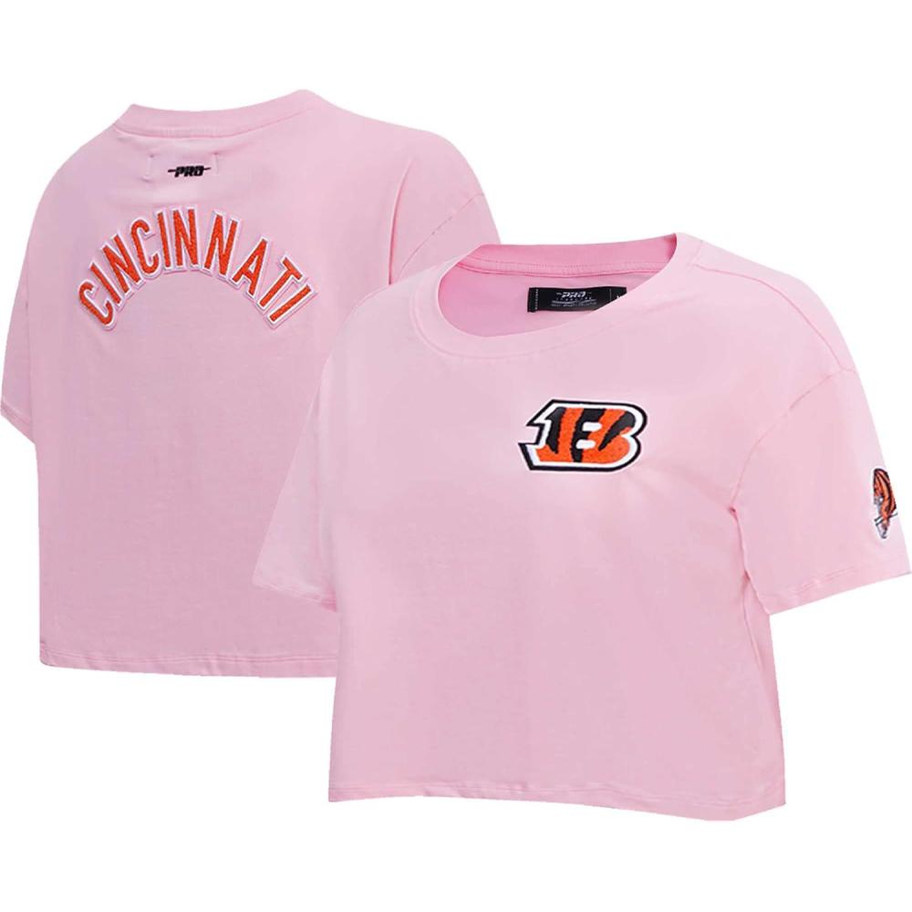 image:imageWomens NFL Classic Chenille Cotton Single Jersey Short Sleeve Boxy TeeCincinnati Bengals Pink