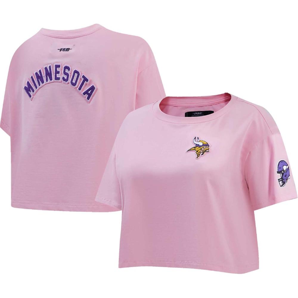 image:imageWomens NFL Classic Chenille Cotton Single Jersey Short Sleeve Boxy TeeMinnesota Vikings Pink