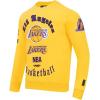 Pro Standard Mens NBA Old English Brushed Back French Terry Crewneck Sweatshirt(Yellow)
