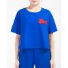 Pro Standard Womens NBA Old English Cotton Short Sleeve Boxy Tee(Royal Blue)