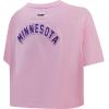 Womens NFL Classic Chenille Cotton Single Jersey Short Sleeve Boxy Tee(Minnesota Vikings  Pink)