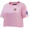 Womens NFL Classic Chenille Cotton Single Jersey Short Sleeve Boxy Tee(Minnesota Vikings  Pink)