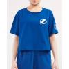 Womens NHL Classic Chenille Cotton Short Sleeve Boxy Tee(Dodger Blue)
