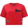 Pro Standard Womens NBA Old English Cotton Short Sleeve Boxy Tee(Red)