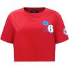Womens NBA Classic Chenille Cotton Short Sleeve Boxy Tee(Red)
