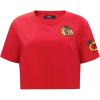 Womens NHL Classic Chenille Cotton Short Sleeve Boxy Tee(Red)