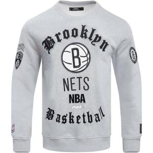 Pro Standard Mens NBA Old English Brushed Back French Terry Crewneck Sweatshirt(Heather Grey)