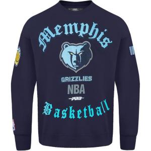 Pro Standard Mens NBA Old English Brushed Back French Terry Crewneck Sweatshirt(Midnight Navy)