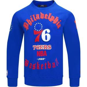 Pro Standard Mens NBA Old English Brushed Back French Terry Crewneck Sweatshirt(Royal Blue)