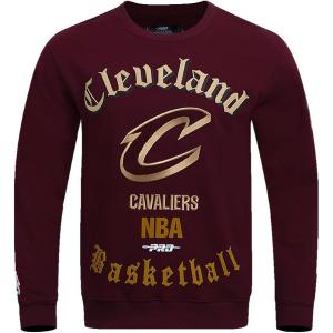 Pro Standard Mens NBA Old English Brushed Back French Terry Crewneck Sweatshirt(Wine)