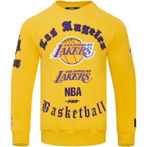 Pro Standard Mens NBA Old English Brushed Back French Terry Crewneck Sweatshirt(Yellow)