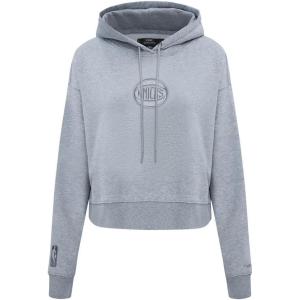 Pro Standard Womens NBA Neutral Cropped Pullover Hoodie(Dark Heather Gray)