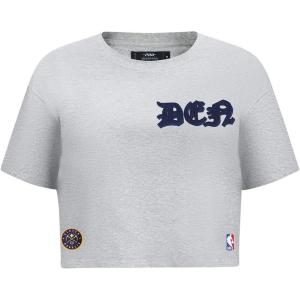 Pro Standard Womens NBA Old English Cotton Short Sleeve Boxy Tee(Heather Grey)
