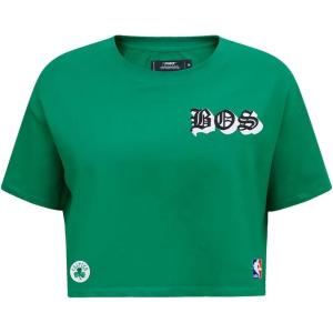 Pro Standard Womens NBA Old English Cotton Short Sleeve Boxy Tee(Kelly Green)