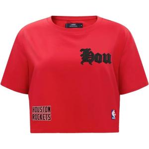 Pro Standard Womens NBA Old English Cotton Short Sleeve Boxy Tee(Red)