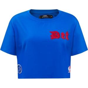 Pro Standard Womens NBA Old English Cotton Short Sleeve Boxy Tee(Royal Blue)
