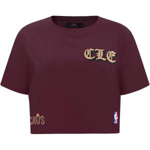 Pro Standard Womens NBA Old English Cotton Short Sleeve Boxy Tee(Wine)