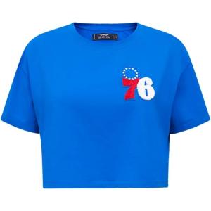 Womens NBA Classic Chenille Cotton Short Sleeve Boxy Tee(Royal Blue)