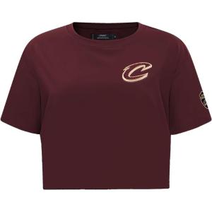 Womens NBA Classic Chenille Cotton Short Sleeve Boxy Tee(Wine)