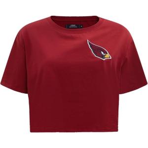 Womens NFL Classic Chenille Cotton Single Jersey Short Sleeve Boxy Tee(Cardinal Red)