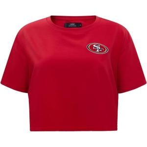Womens NFL Classic Chenille Cotton Single Jersey Short Sleeve Boxy Tee(Red)
