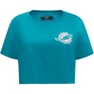 Womens NFL Classic Chenille Cotton Single Jersey Short Sleeve Boxy Tee(Teal)